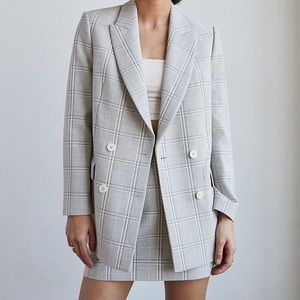 Aritzia Wilfred grey espace white plaid blazer 0